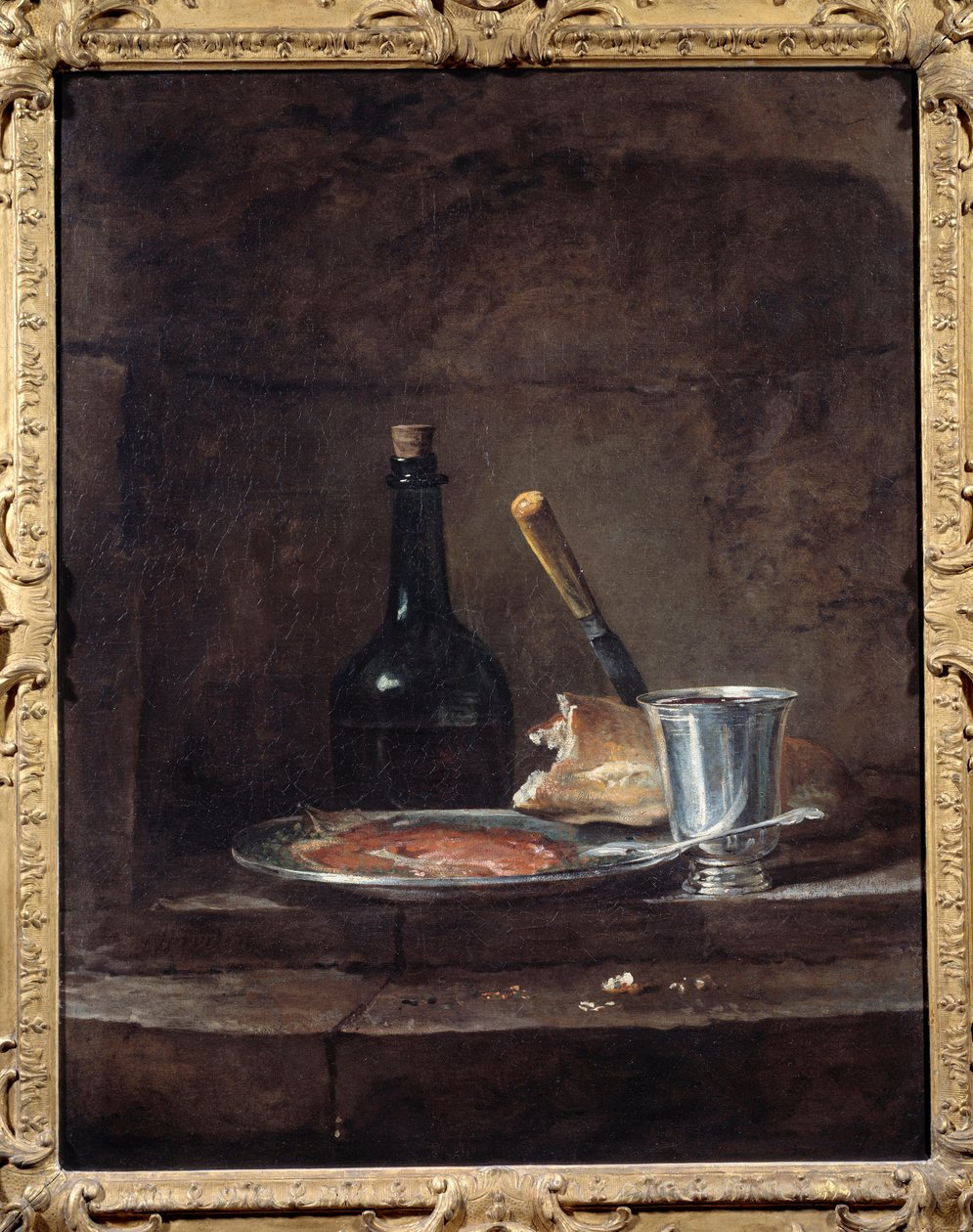 Apprets av en lunsj sier også sølvkoppen. Maleri av Jean Baptiste Simeon Chardin (1699 - 1779) av Jean Baptiste Simeon Chardin