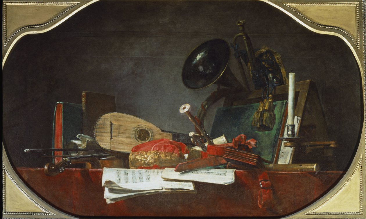 Attributtene til musikk Still Life. Olje på lerret av Jean Baptiste Simeon Chardin