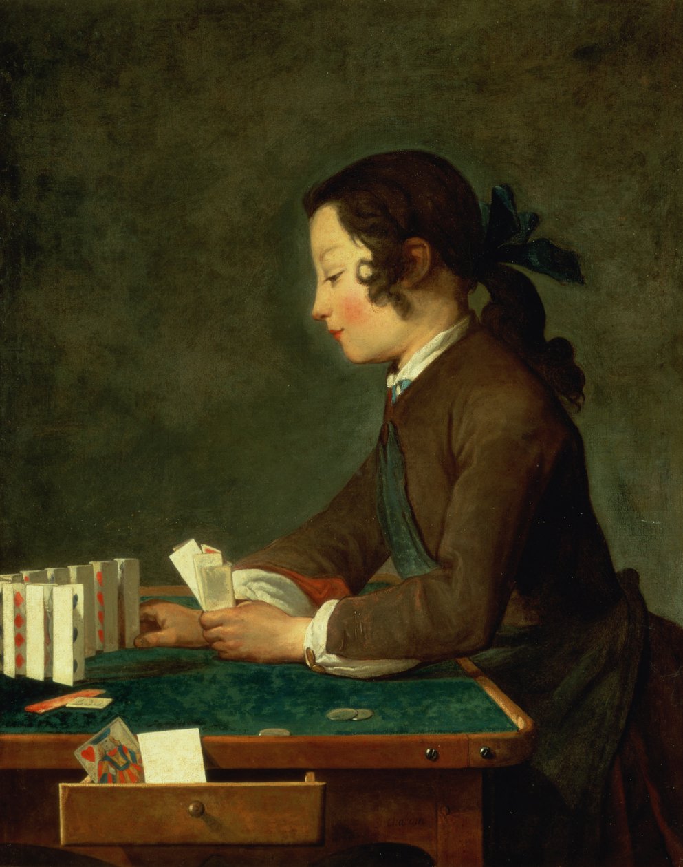 Ung gutt som spiller kort av Jean Baptiste Simeon Chardin