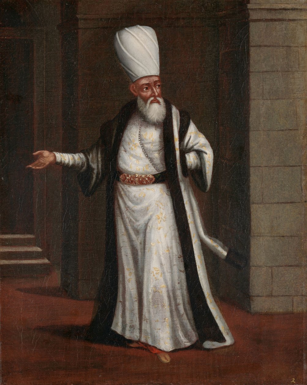 Janitsjaren Aga, øverstkommanderende for janitsjarene av Jean Baptiste Vanmour (workshop of)