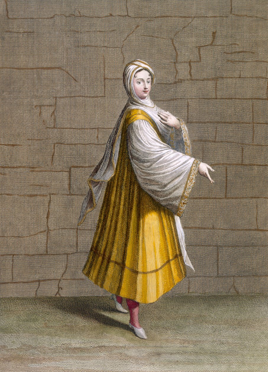 A Girl of Fine, plate 72 fra 'Collection of One Hundred Prints Representing the Different Nations of the Levant' av Charles de Ferriol, gravert av J. de Franssieres, 1707-08 av Jean Baptiste Vanmour