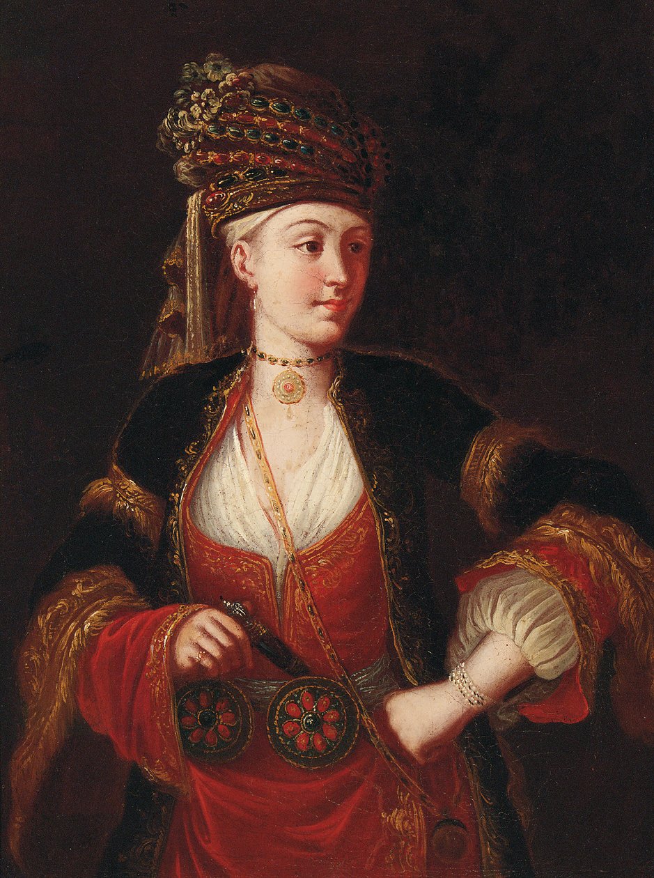En dame, trekvart lang, i orientalsk drakt av Jean Baptiste Vanmour