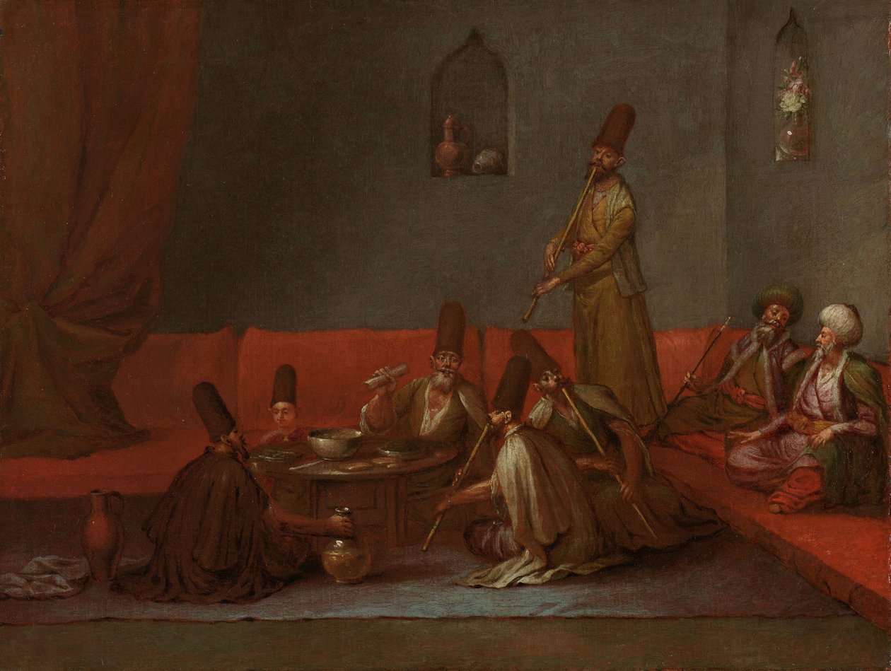 Dervisjer som deler et måltid Dervisjer ved måltidet Dervisjer ved bordet av Jean Baptiste Vanmour