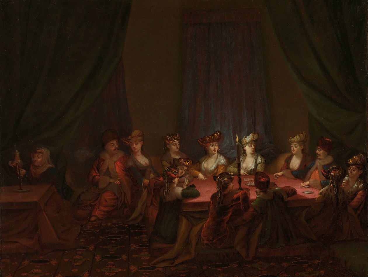 Parti med armenere som spiller kort Armensk selskap på kortspillet av Jean Baptiste Vanmour