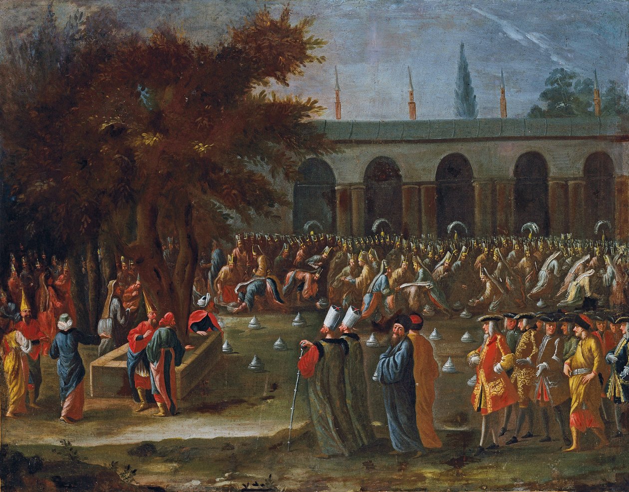 Den nederlandske ambassadøren med hans følge ble mottatt av Sultan Ahmed III ved Topkapi-palasset, Istanbul av Jean Baptiste Vanmour