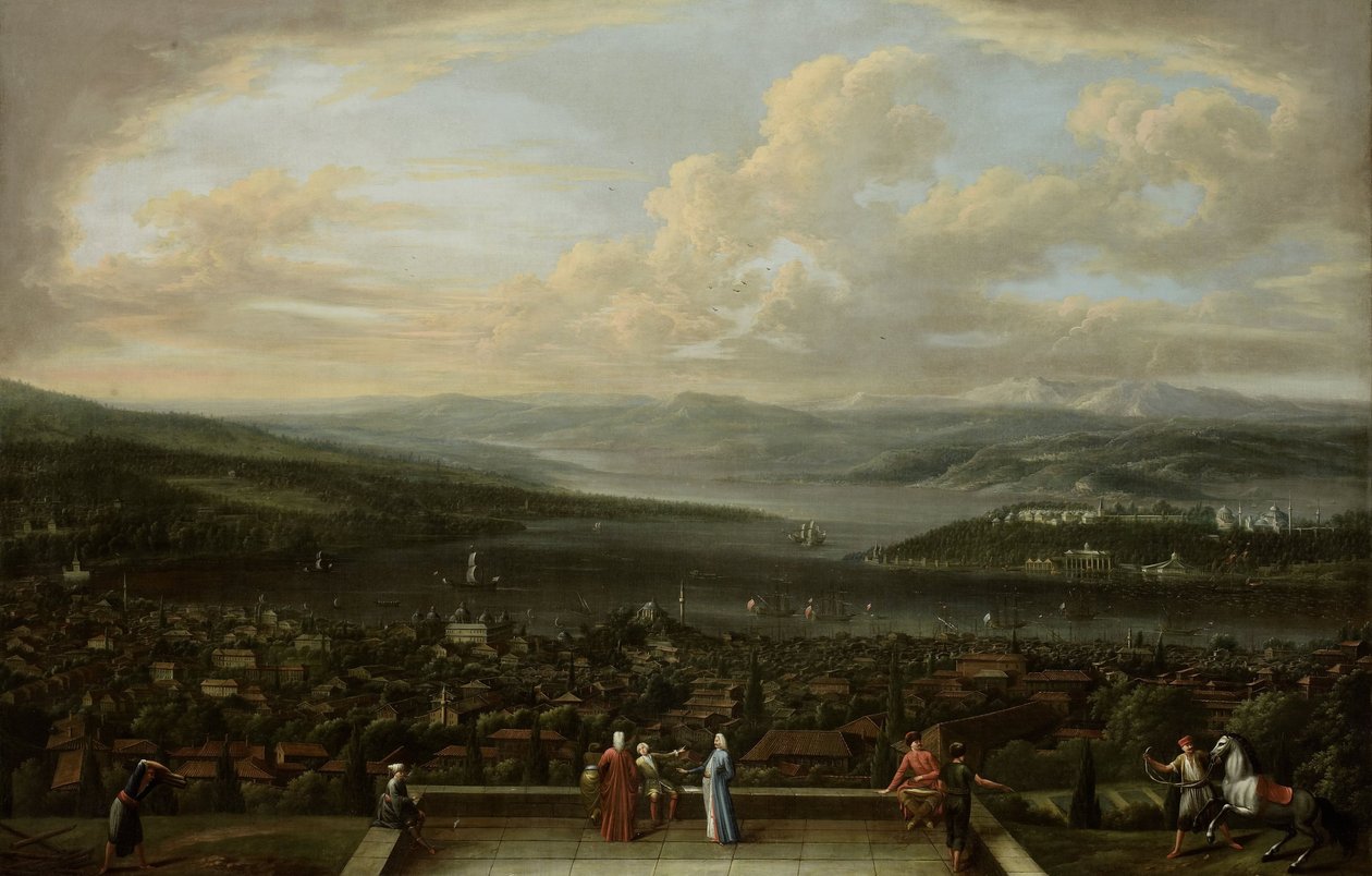 Utsikt over Istanbul fra den nederlandske ambassaden i Pera, ca. 1720-37 av Jean Baptiste Vanmour