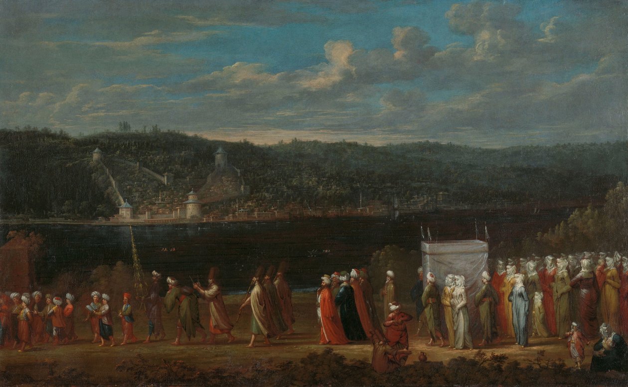 Bryllupsprosesjon på Bosporos tyrkisk bryllup av Jean Baptiste Vanmour