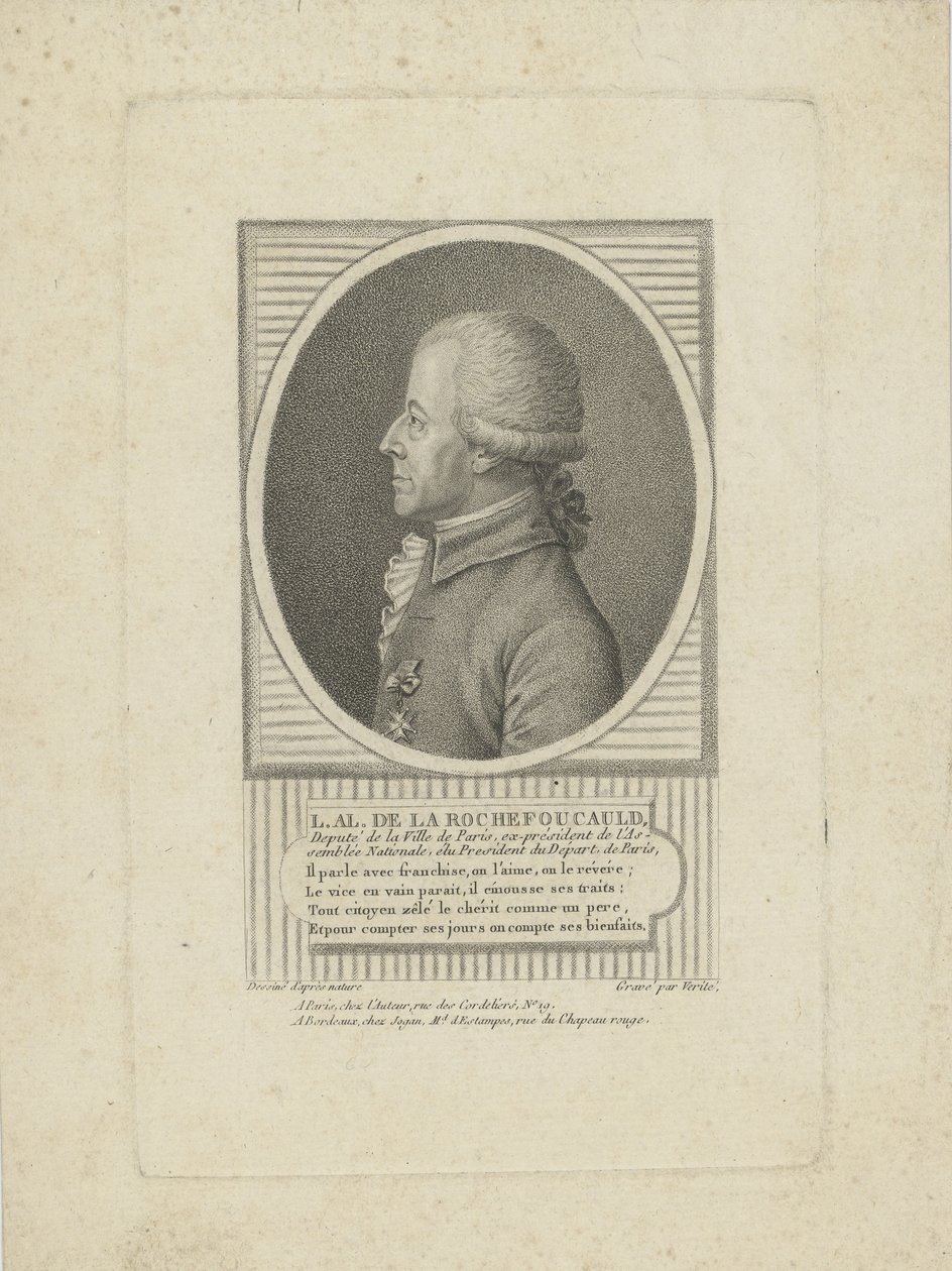 Louis-Alexandre de La Rochefoucauld, hertug av Enville 1743-1792, 1790-årene. av Jean Baptiste Verite