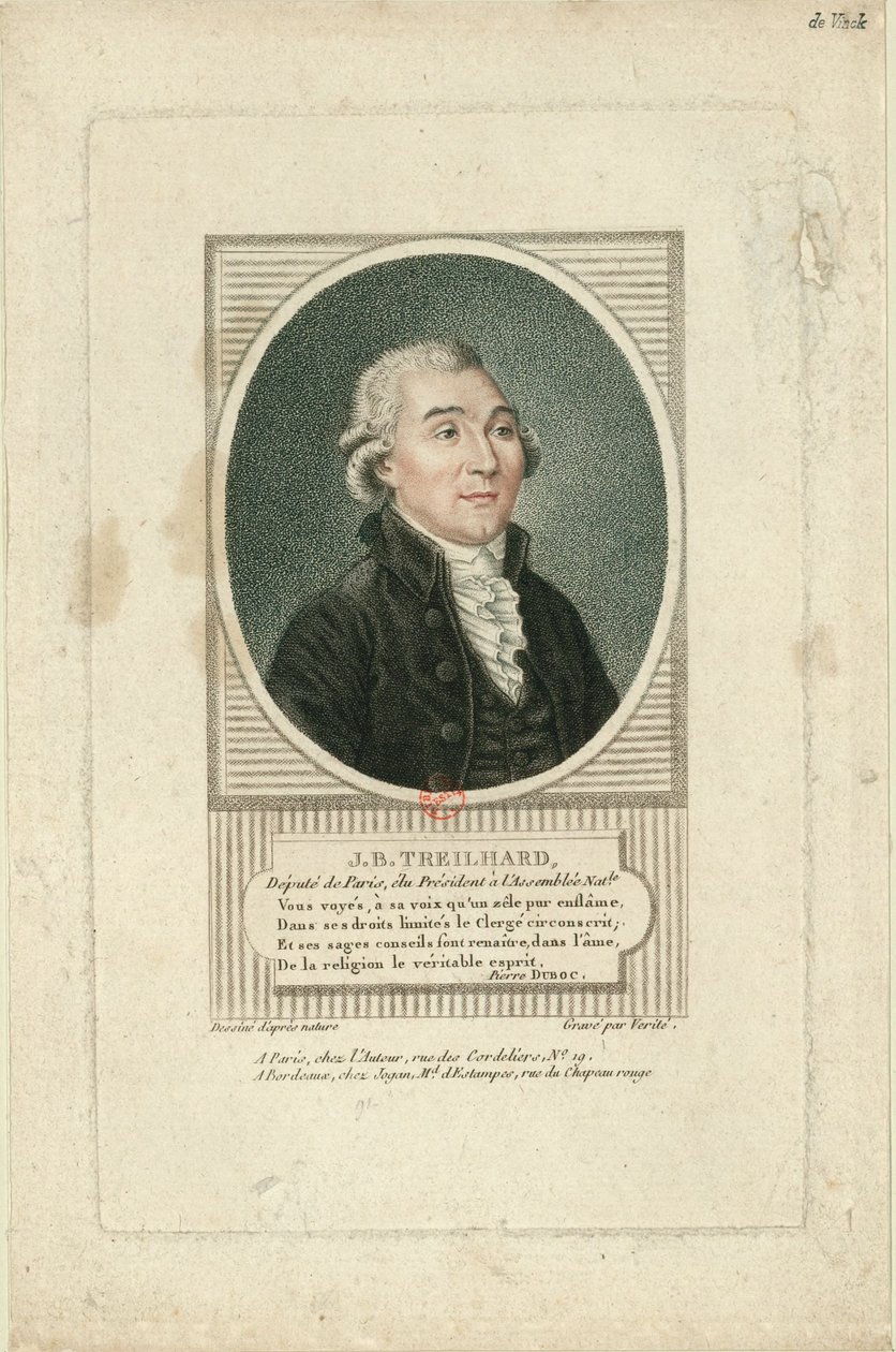 Portrett av Jean-Baptiste Treilhard 1742-1810, ca. 1790. av Jean Baptiste Verite