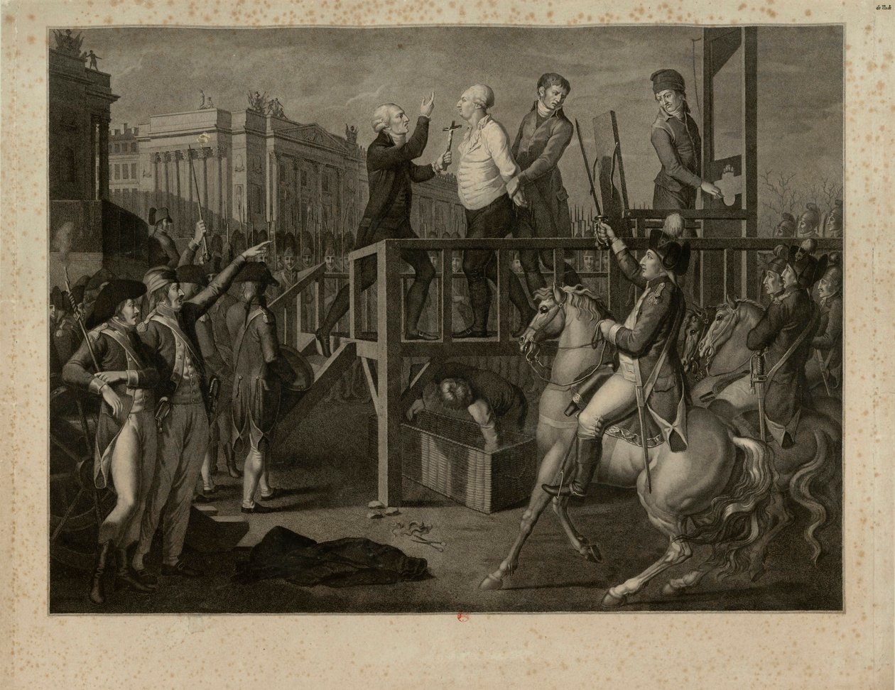 Henrettelsen av Louis XVI på Place de la Revolution 21. januar 1793, ca 1794. av Jean Baptiste Verite