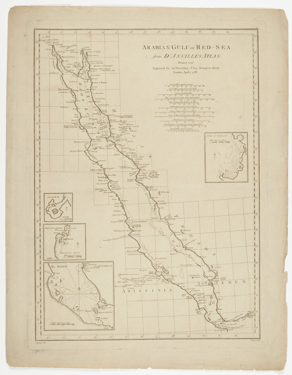 Arabiabukta eller Rødehavet, gravert av Thomas Bowen, 1788 av Jean Baptiste after dAnville