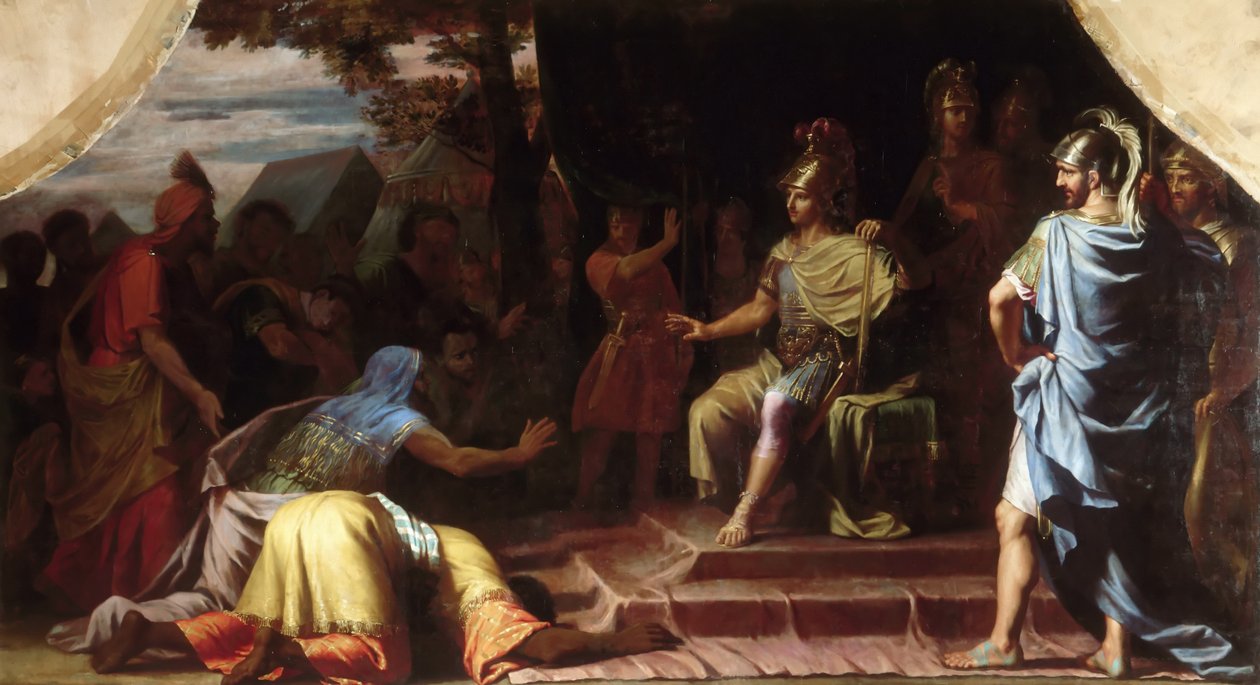 Alexander den store mottok nyheten om dødsfallet ved brenning av gymnosofen Calanus av Jean Baptiste de Champaigne