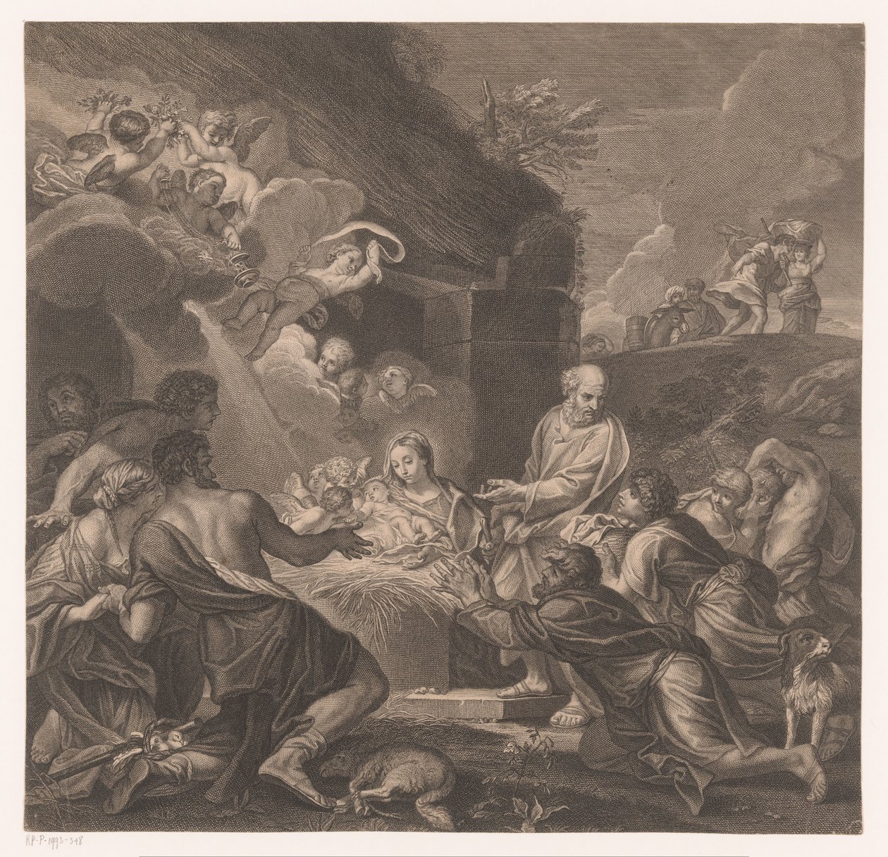 Aanbudsdør av gjetere Cabinet Crozat (serietittel) Samling av trykk fra de vakreste maleriene og fra de vakreste designene som finnes i Frankrike (serietittel) av Jean Baptiste de Poilly
