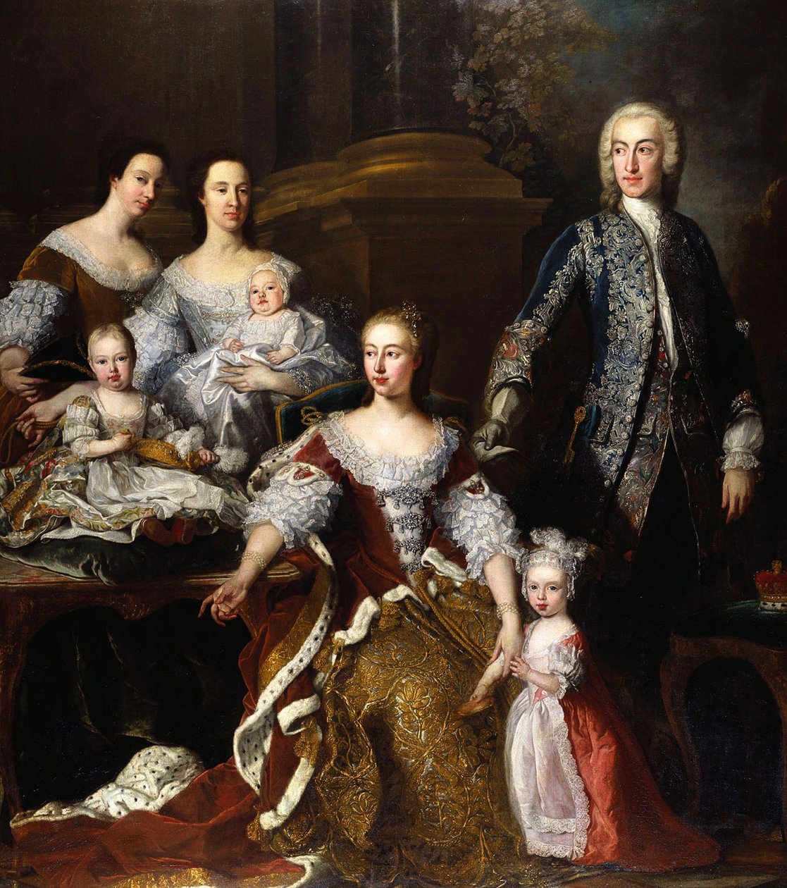 Augusta av Saxe-Gotha, prinsesse av Wales, med medlemmer av hennes familie og husholdning, 1739 av Jean Baptiste van Loo