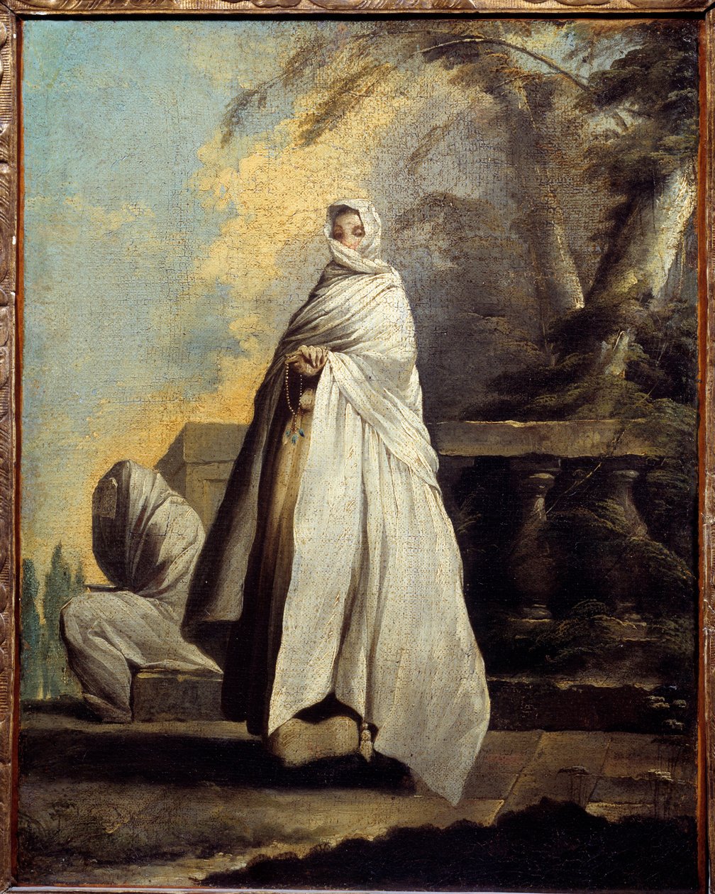 Kvinner drapert i hvitt. Maleri av Jean Barbault (1718-1762) av Jean Barbault