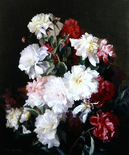 Still Life of Flowers (olje på lerret) av Jean Benner