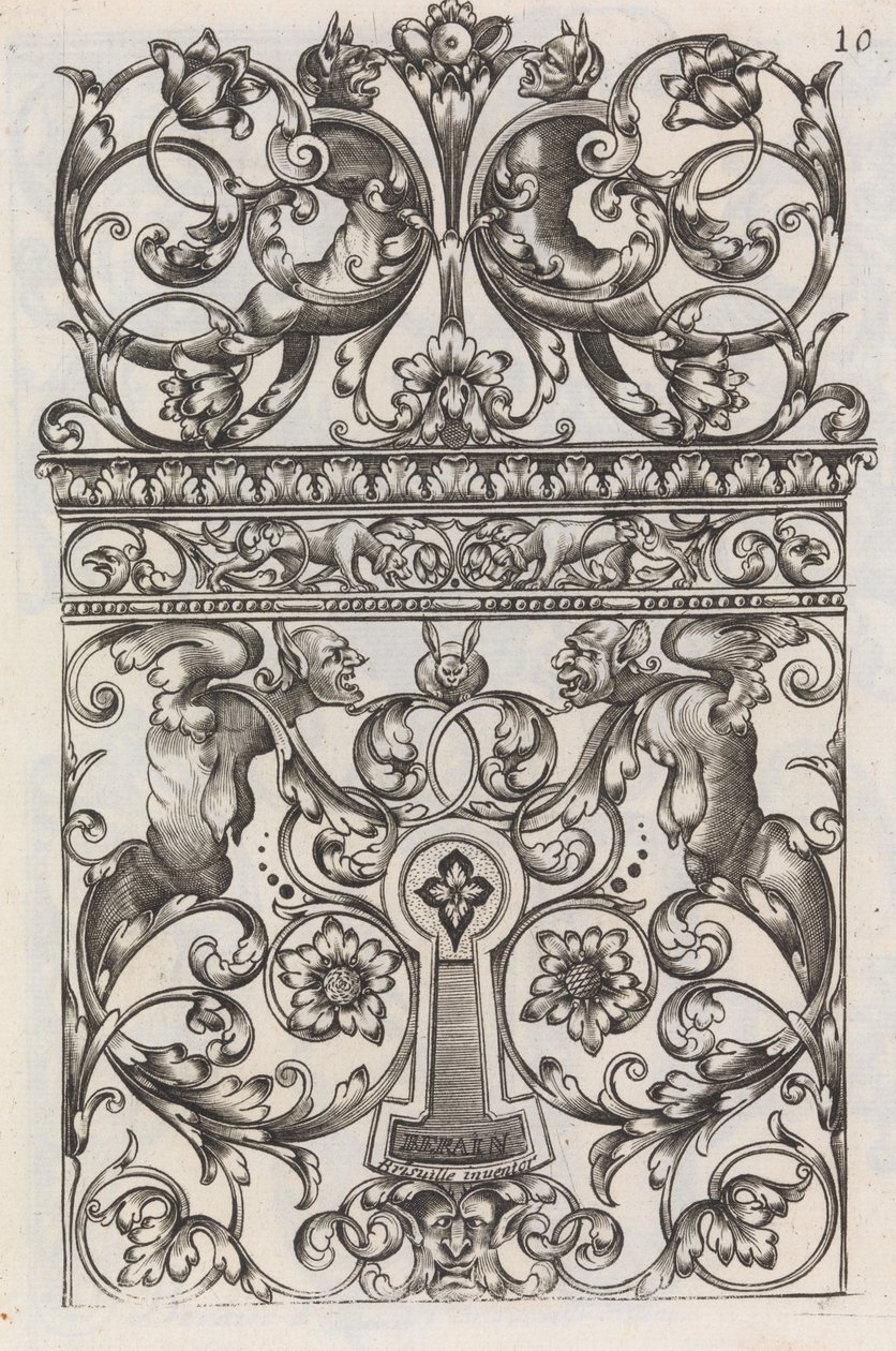 Diverse stykker av låsesmeder, side 11 recto, ca. 1663. av Jean Berain