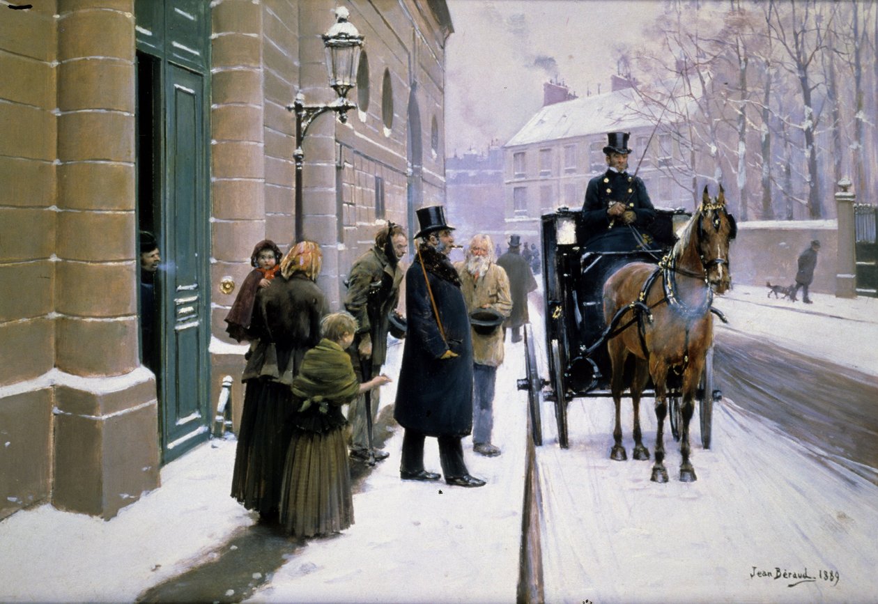 En borgerlig forlater huset sitt, Paris av Jean Beraud