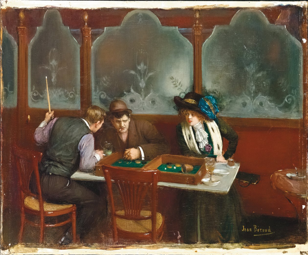 På cafeen; Au cafe, 1909 av Jean Beraud