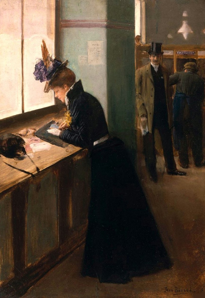 På Telegrafen. av Jean Beraud