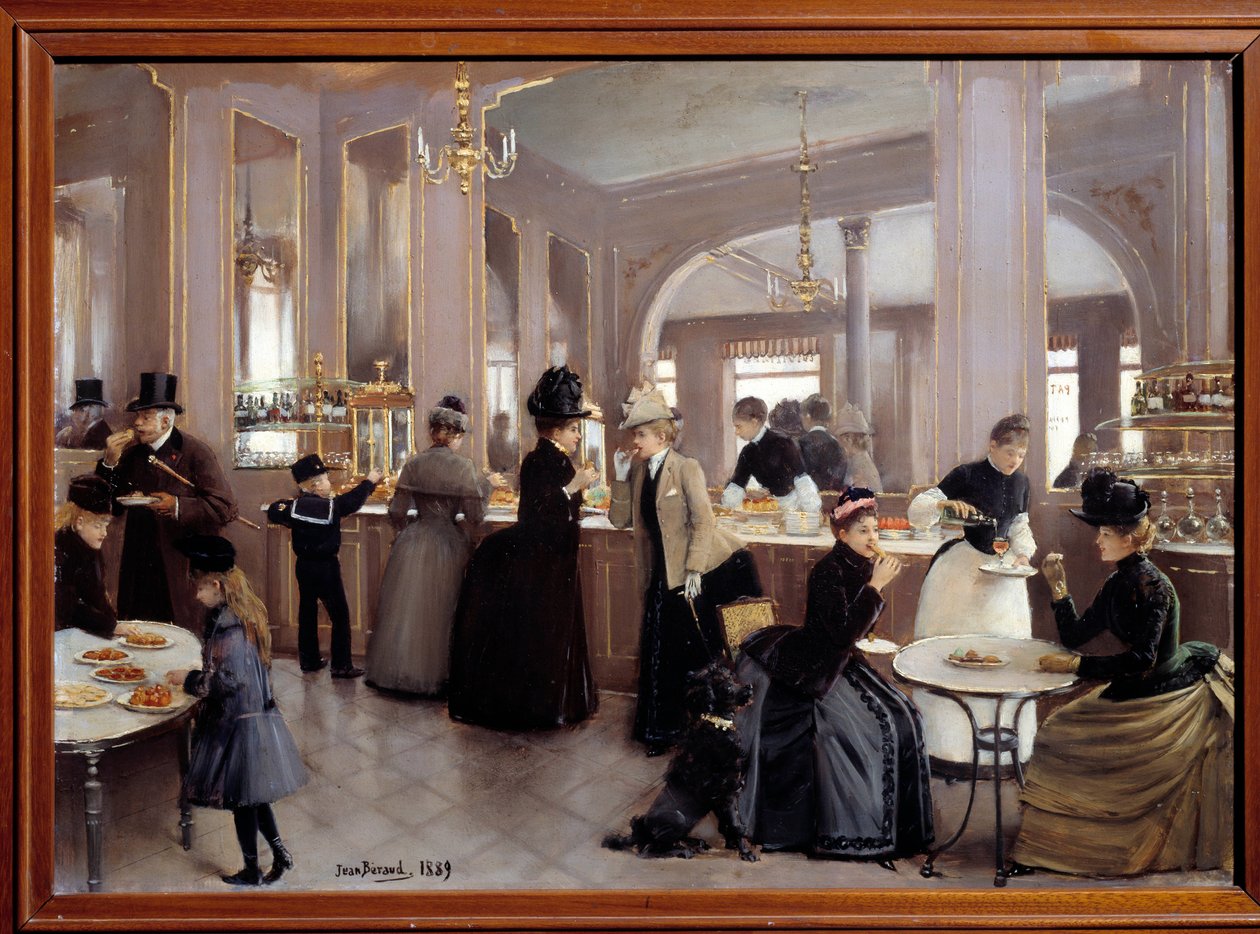La passerie gloppe avenue des Champs Elysees. Maleri av Jean Beraud (1849 - 1935) av Jean Beraud