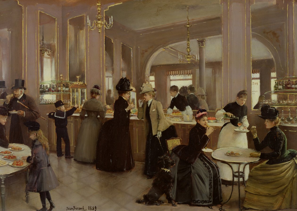 La pâtisserie Gloppe, Champs Elysees, 1889. av Jean Beraud