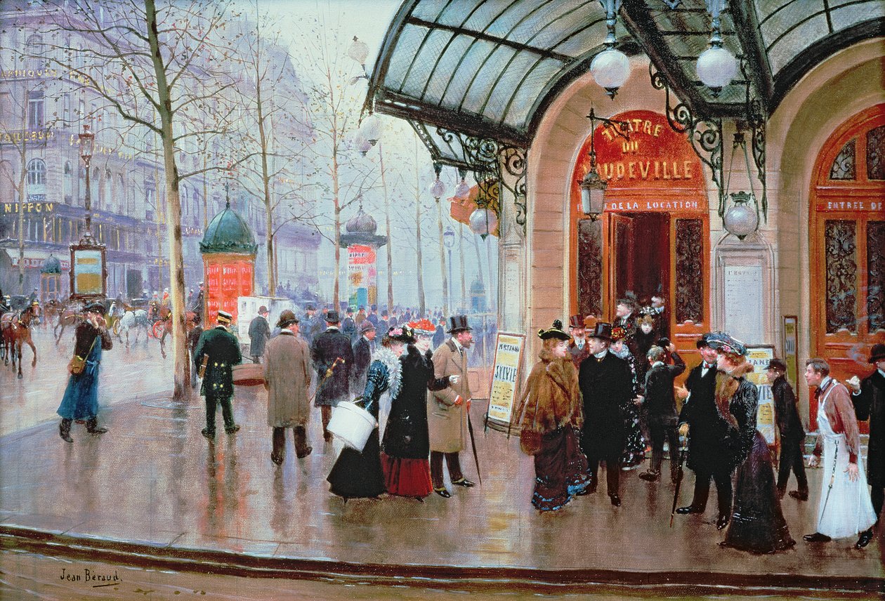 Utenfor Vaudeville Theatre, Paris av Jean Beraud