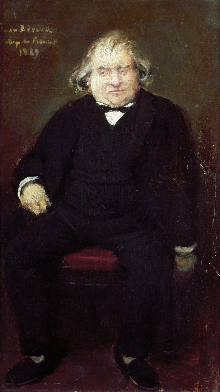 Portrett av Joseph Ernest Renan (1823-1892), fransk historiker, filosof, filolog og forfatter, av Jean Beraud (1849-1935), Maleri av Jean Beraud