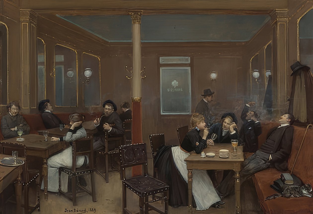 Studentenkneipe. 1889 av Jean Beraud