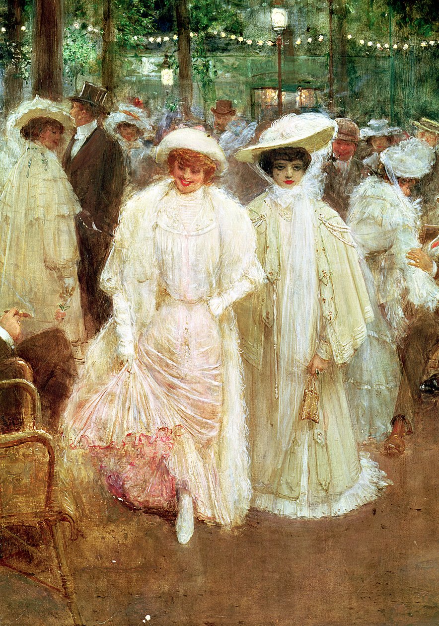 The Gardens of Paris, eller The Beautys of the Night, 1905 (detalj fra 19977) av Jean Beraud