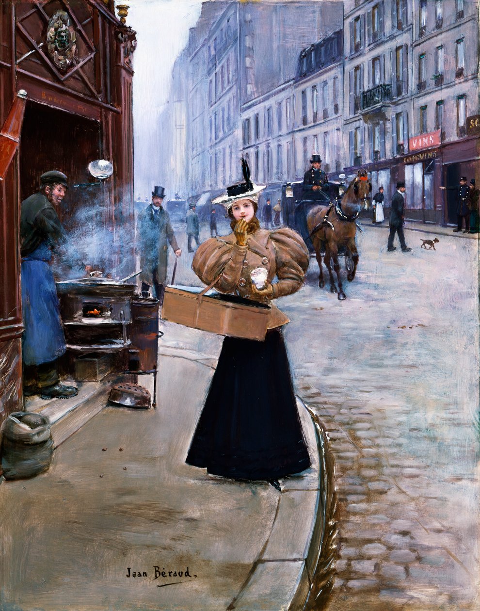Den stekte kastanje-selgeren av Jean Beraud