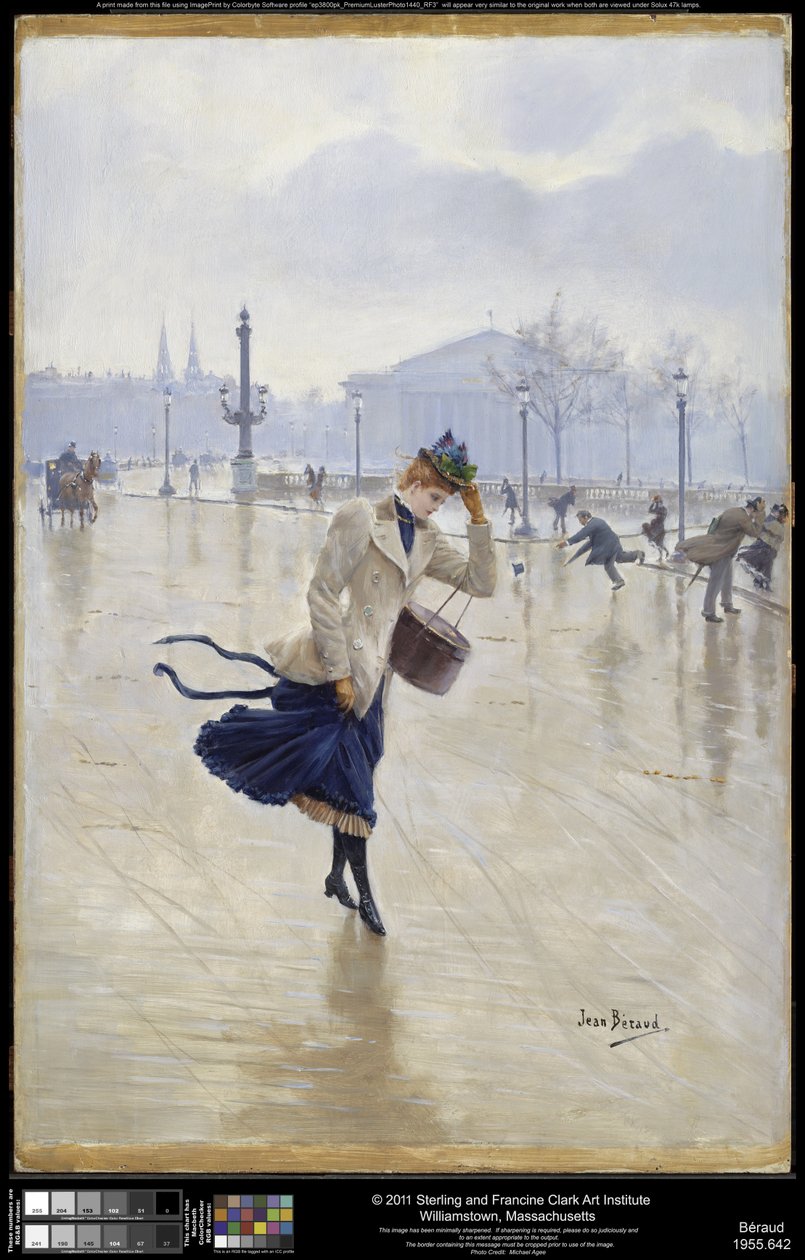 Vindfull dag, Place de la Concorde, ca. 1890 av Jean Beraud