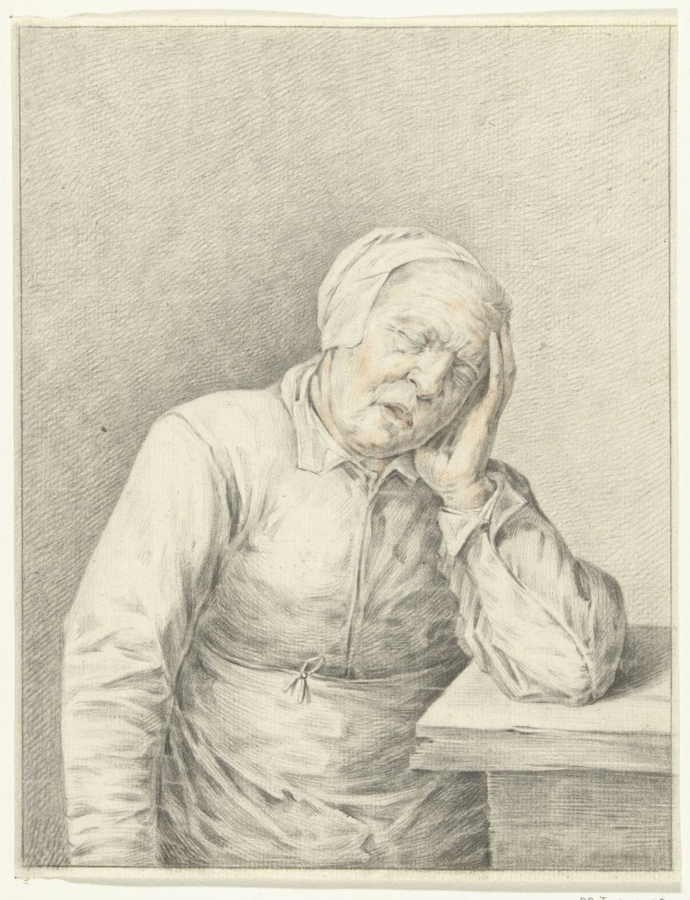 Gammel kvinne sover, hode i hånd av Jean Bernard