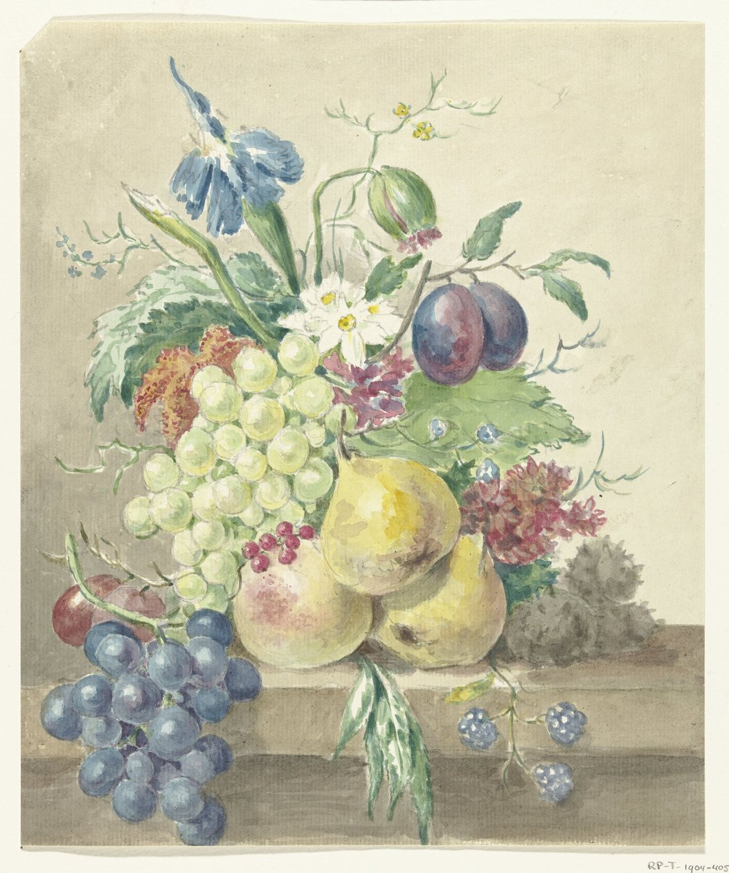 Stilleben av blomster og frukt av Jean Bernard