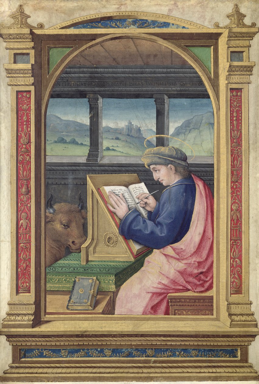 St. Luke Writing, fra en timebok av Jean Bourdichon