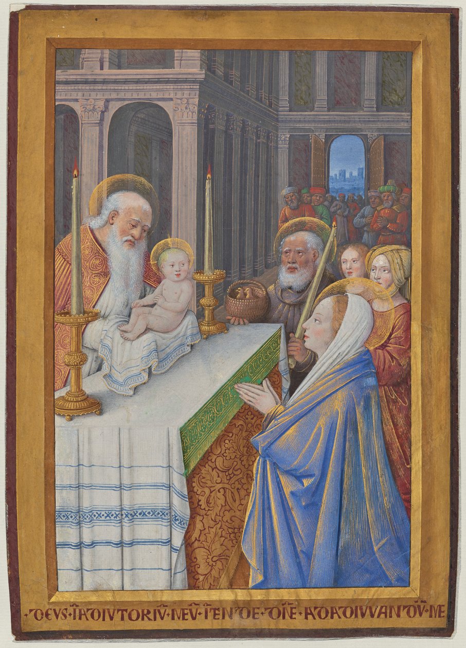 Die Darstellung im Tempel av Jean Bourdichon