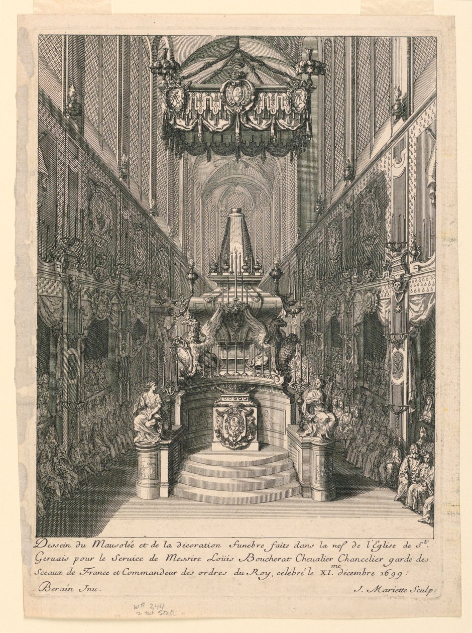 Catafalque of Louis Boucherat, Second State, St. Gervais, Paris av Jean Bérain, the Elder