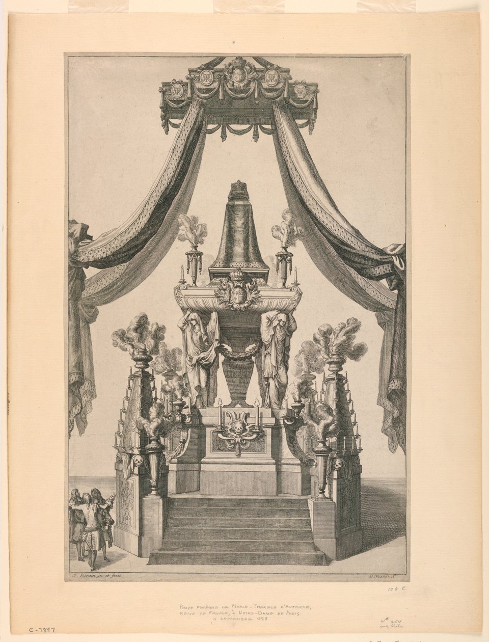 Katafalken til Maria-Theresa av Østerrike, Notre Dame, Paris av Jean Bérain, the Elder