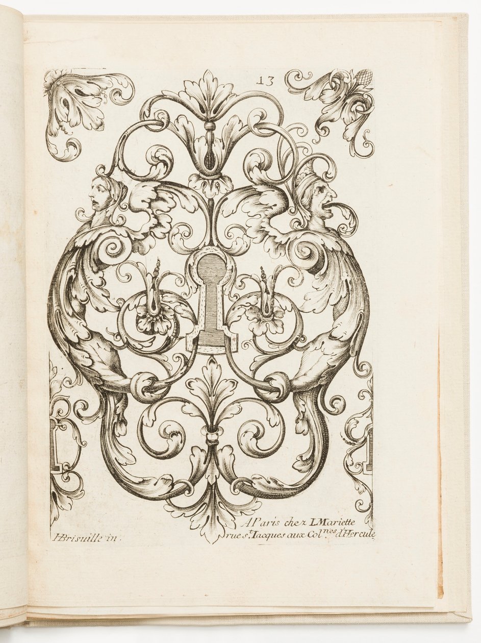 Plate 13, fra ulike design for låsesmeder av Jean Bérain the Elder