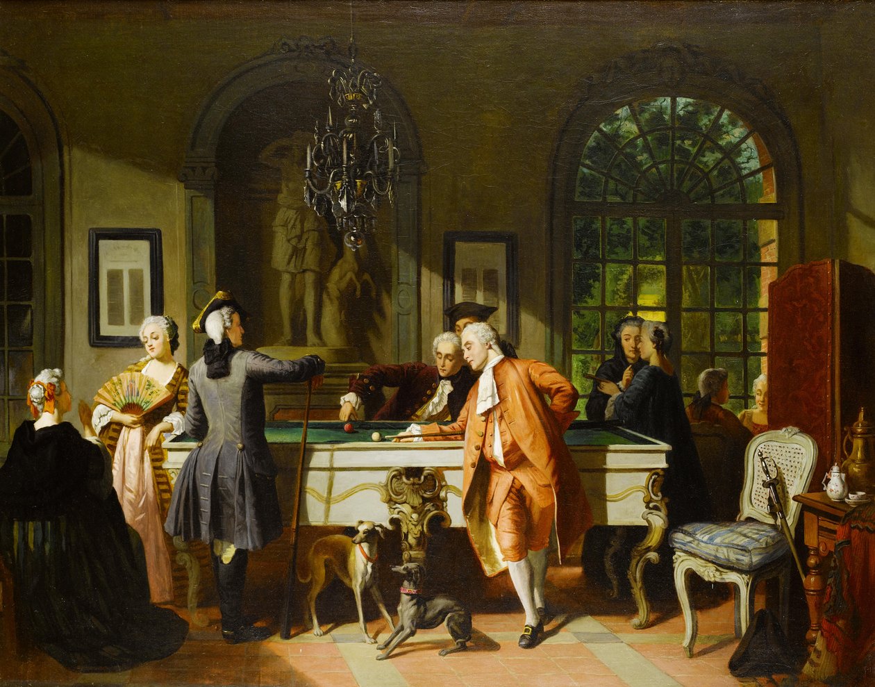 Biljardspillet, midten av 1800-tallet. av Jean Carolus