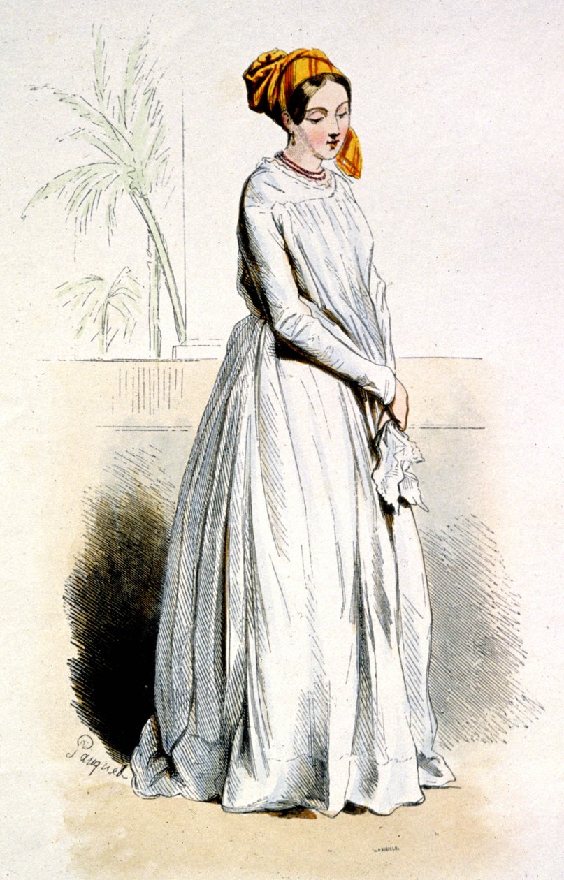 Kreolsk kvinne fra Cayenne, ca. 1850 (gravering) av Jean Charles (1800 79) Pauquet
