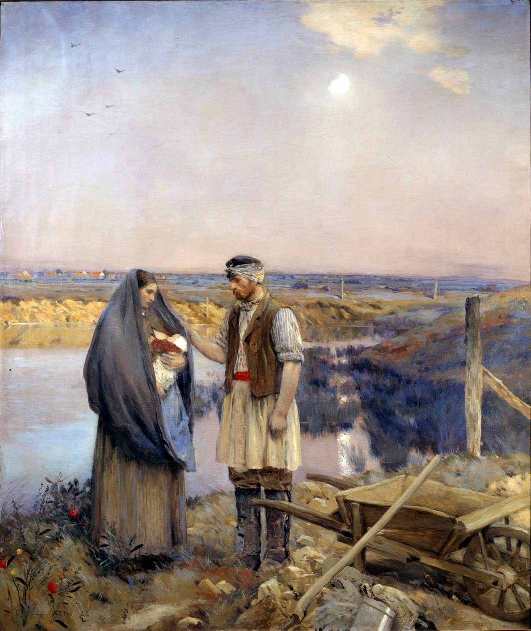 Dagen skapte en bondefamilie. Maleri av Jean Charles Cazin (1841-1901) Søn. 1,99x1,66 m 1888 Paris, musee d