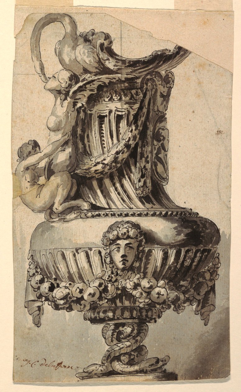 Design for en dekorativ ewer av Jean Charles Delafosse