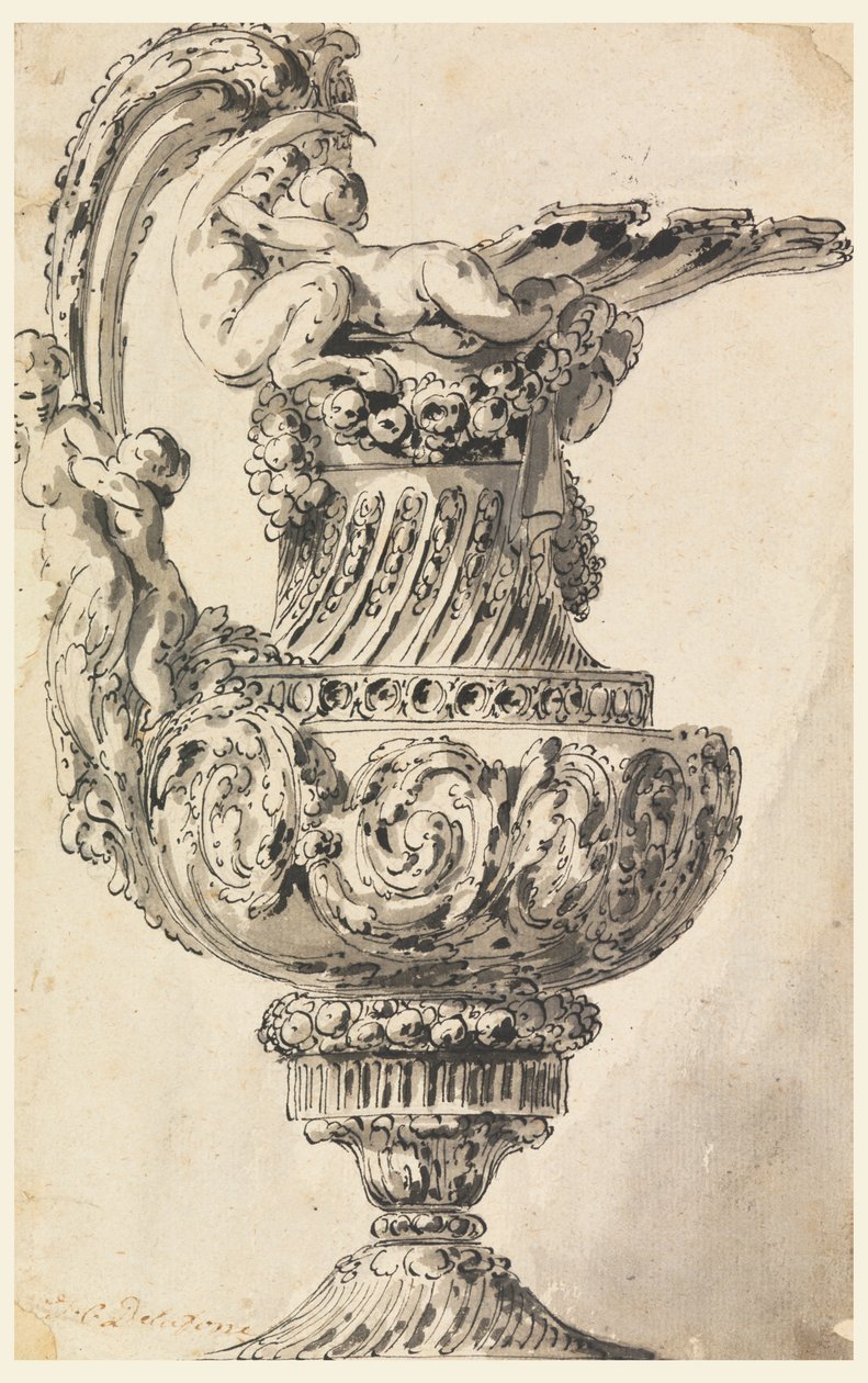 Design for en dekorativ ewer av Jean Charles Delafosse