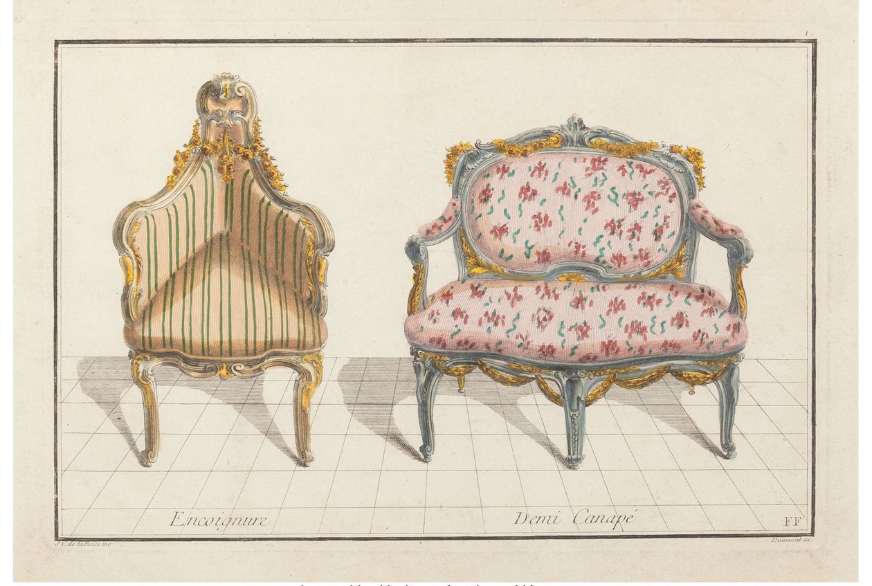 Hjørne, halvsofa. Ny historisk ikonologi eller attributter Hierogliphyques, ca. 1768. av Jean Charles Delafosse