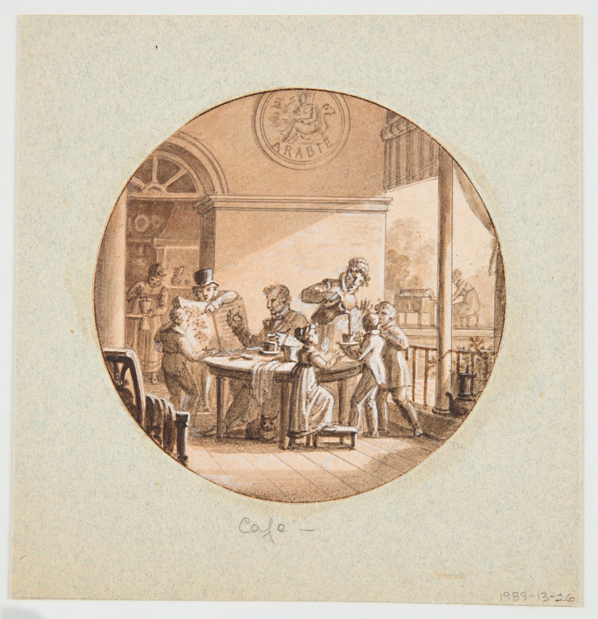 Design for en malt porselenstallerken, kafé (kaffe) fra Service des Objets de Dessert (dessertservice) av Jean Charles Develly