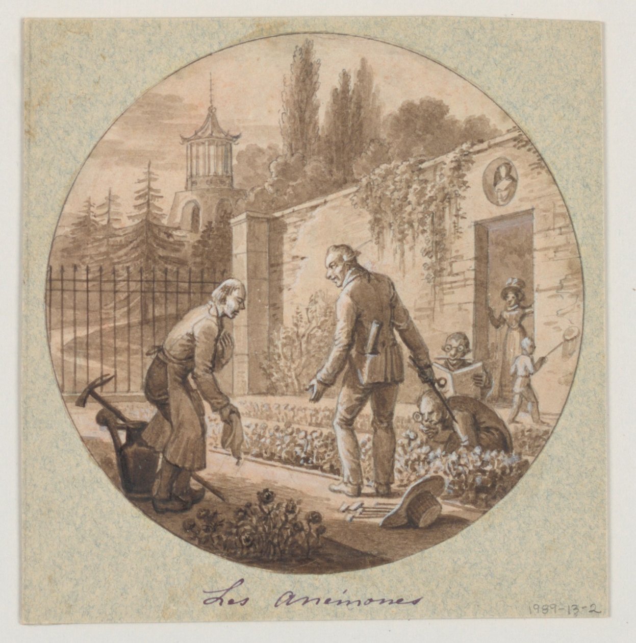Design for en malt porselensplate, Les Anémones (Anemones) for Service de la Culture des Fleurs (Blomsterdyrkingstjenesten) av Jean Charles Develly