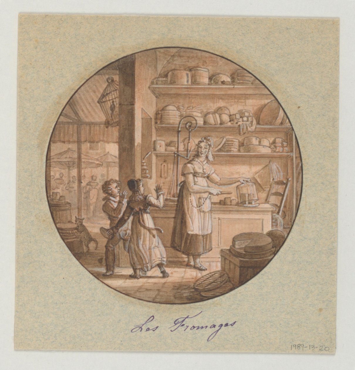 Design for en malt porselenstallerken, Les Fromages (Oster) for Service des Objets de Dessert (Dessertservice) av Jean Charles Develly