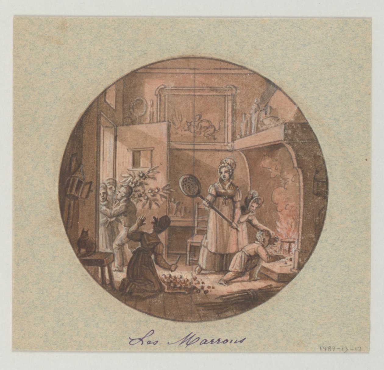 Design for en malt porselenstallerken, Les Marrons (kastanjer) for Service des Objets de Dessert (Dessertservice) av Jean Charles Develly