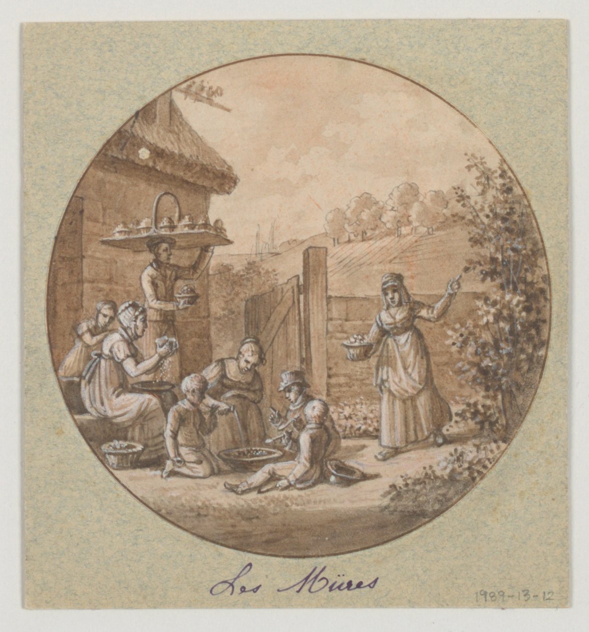 Design for en malt porselenstallerken, Les Müres (mulbær) fra Service des Objets de Dessert (Dessertservice) av Jean Charles Develly
